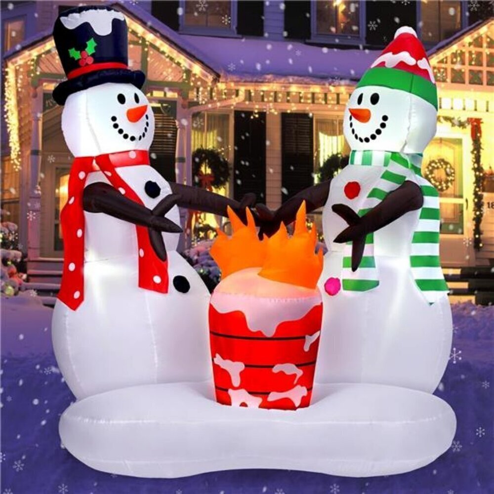 Inflatable Snowmen 6.5FT with LED Flame Lights Outdoor
